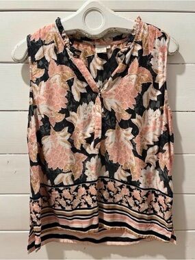 CREAM Floral Sleeveless Blouse Pink Beige Black size 42